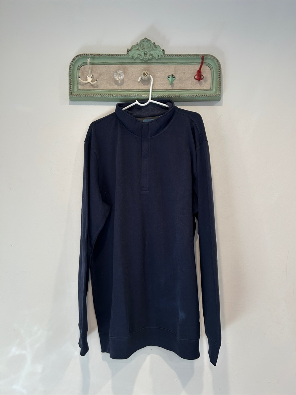 RK brand Men's quarter Zip-Up Sweater Navy Lightweight Pullover XL tall golf